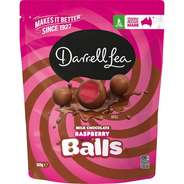 Darrell Lea Balls Chocolate Raspberry 160g (Exclusive)