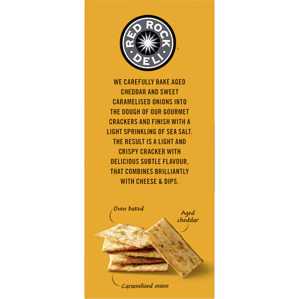 Red Rock Deli Gourmet Crackers Aged Cheddar & Caramelized Onion 130g (EXCLUSIVE)