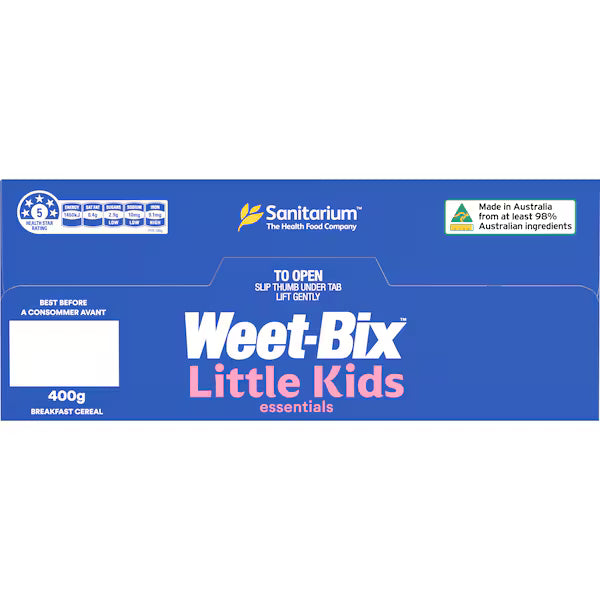Sanitarium Weet-Bix Little Kids Essentials Breakfast Cereal 400g (EXCLUSIVE)
