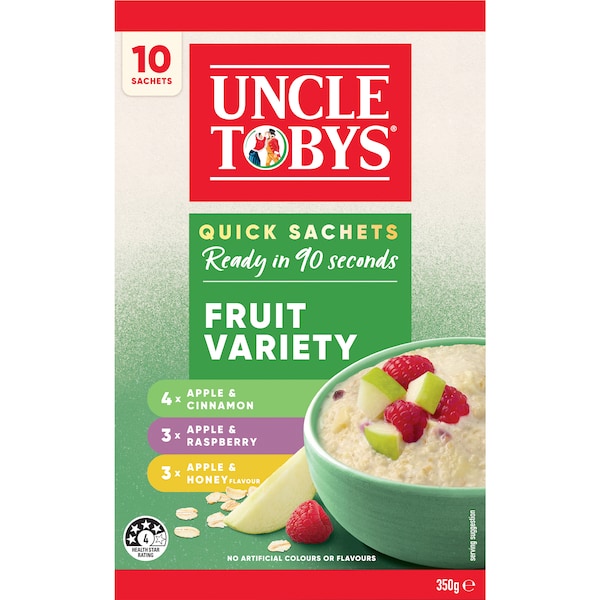 Uncle Tobys Oats Sachets Fruit Variety 10 pack 350g (Exclusive)