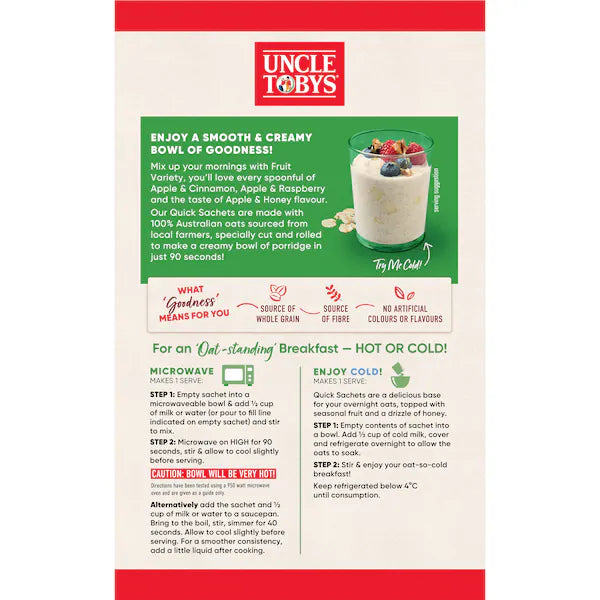 Uncle Tobys Oats Sachets Fruit Variety 10 pack 350g (Exclusive)