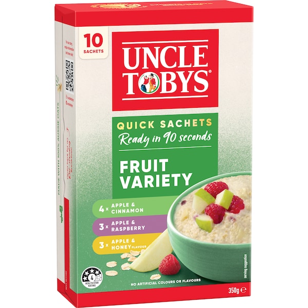 Uncle Tobys Oats Sachets Fruit Variety 10 pack 350g (Exclusive)