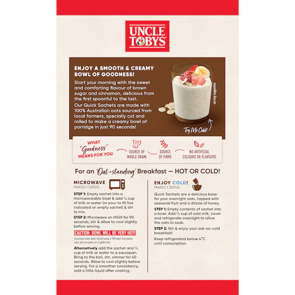 Uncle Tobys Oats Sachets Brown Sugar & Cinnamon 10 pack 350g (Exclusive)