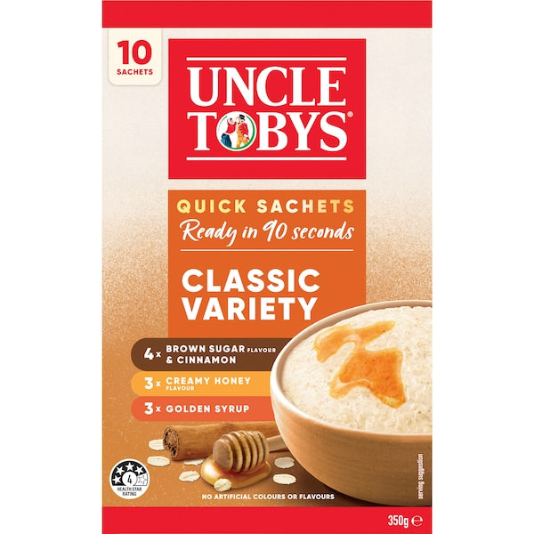Uncle Tobys Oats Quick Sachets Classic Variety Porridge 350g(10Sachets)(Exclusive)