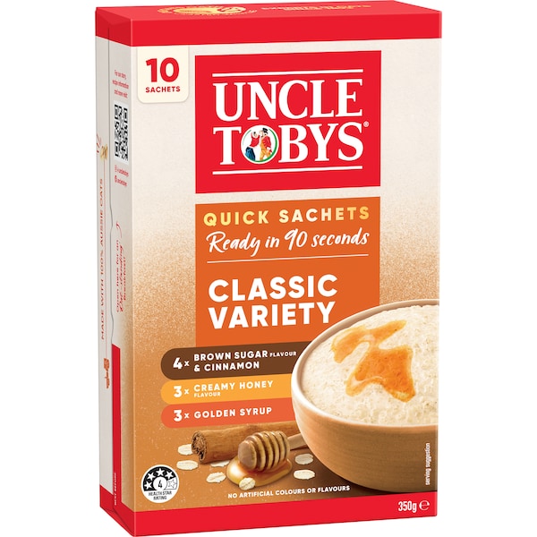 Uncle Tobys Oats Quick Sachets Classic Variety Porridge 350g(10Sachets)(Exclusive)