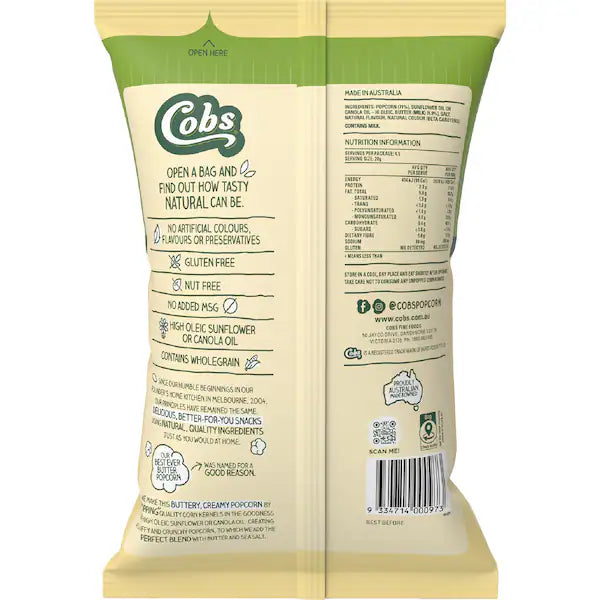 Cobs Natural Popcorn Best Ever Butter 90g (Exclusive)