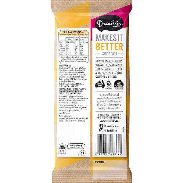 Darrell Lea Block Peanut Brittle Chocolate 160g