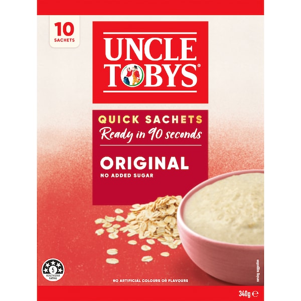 Uncle Tobys Oats Quick Sachets Original Porridge 340g (10 sachets)(Exclusive)
