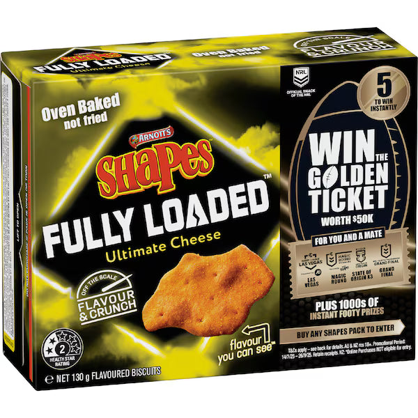 Arnott's Shapes Fully Loaded Ultimate Cheese Cracker Biscuits 130g