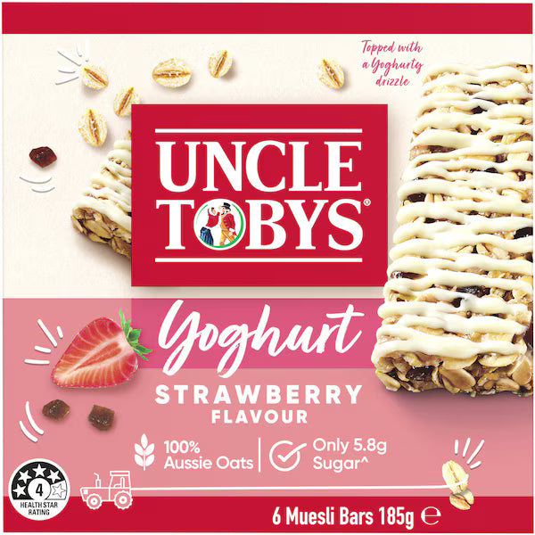 Uncle Tobys Muesli Yoghurt & Strawberry Bars 6 pack 185g (EXCLUSIVE)