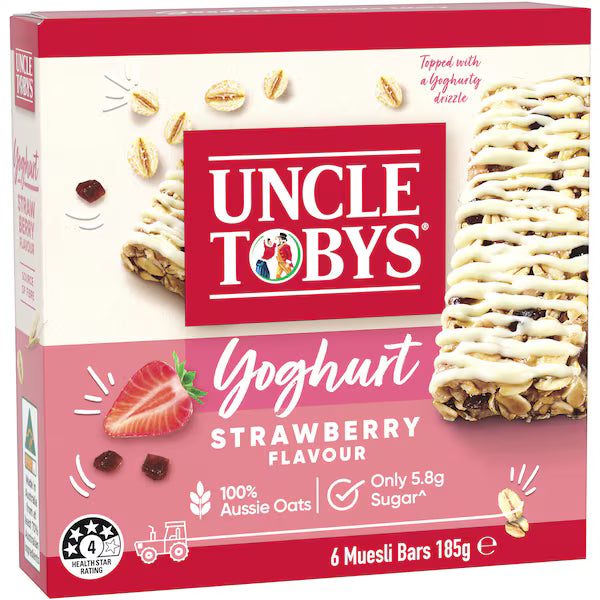 Uncle Tobys Muesli Yoghurt & Strawberry Bars 6 pack 185g (EXCLUSIVE)