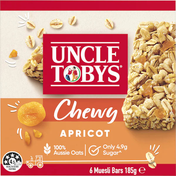 Uncle Tobys Muesli Bars Chewy Apricot 6 pack 185g (EXCLUSIVE)