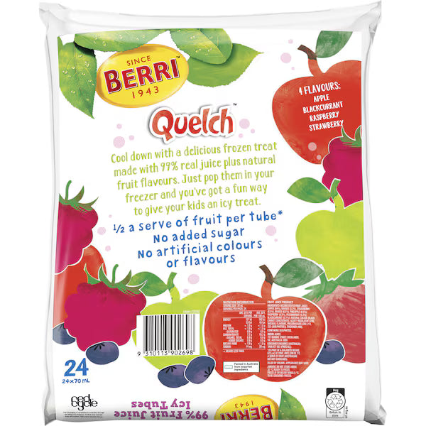 Berri Quelch Apple Berry Fruit Combos Ice Blocks 24x70ml (EXCLUSIVE)