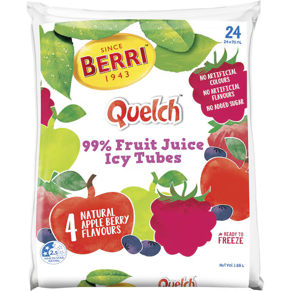 Berri Quelch Apple Berry Fruit Combos Ice Blocks 24x70ml (EXCLUSIVE)