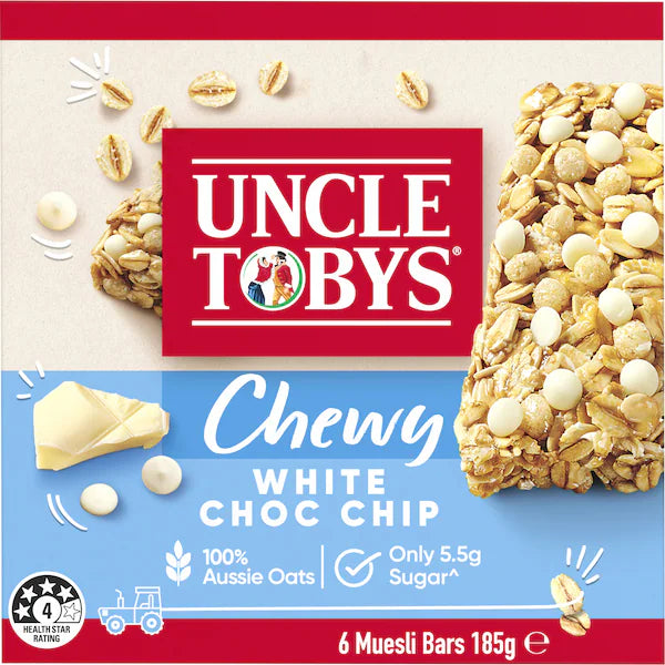 Uncle Tobys Muesli Bars Chewy White Choc Chip 6 pack