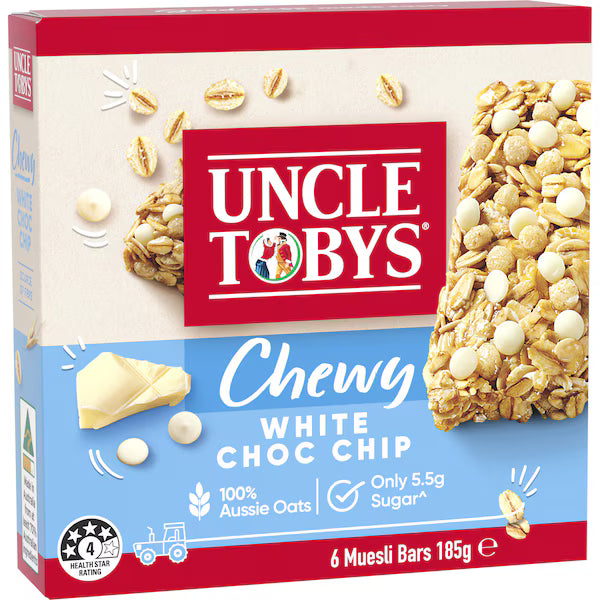 Uncle Tobys Muesli Bars Chewy White Choc Chip 6 pack