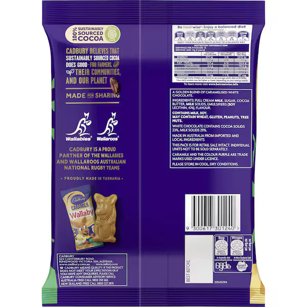 Cadbury Caramilk Wallaby Milk Chocolate Share Pack 12 Pieces 144g