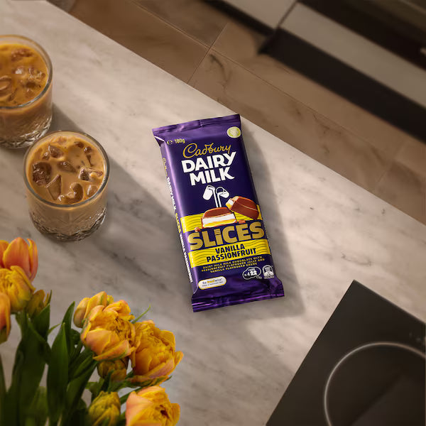 Cadbury Dairy Milk Slices Vanilla Passionfruit Chocolate Block 180g