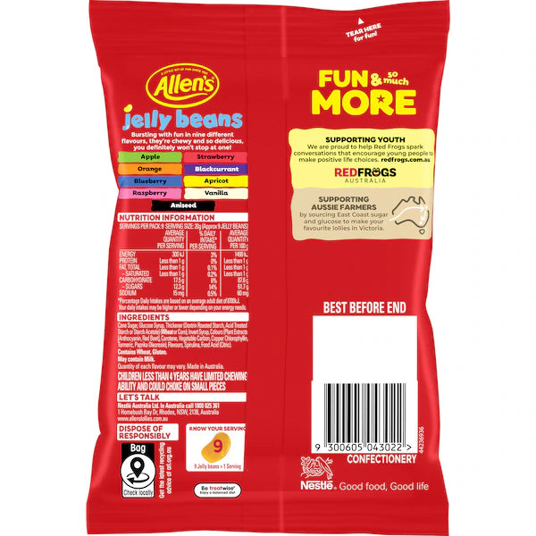 Allen's Jelly Beans Lollies Bag 190g (EXCLUSIVE)