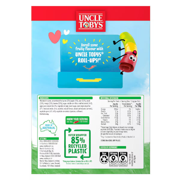 Uncle Tobys Roll-Ups Rainbow Fruit Salad 6 pack 94g (Exclusive)