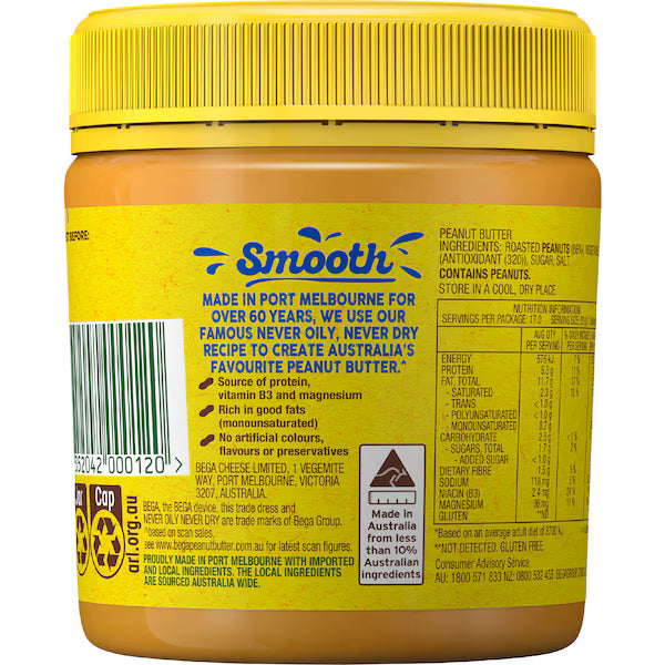 Bega Peanut Butter Smooth 375g (EXCLUSIVE)