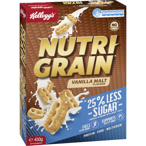 Kellog's Nutri-Grain Vanilla Malt 450g - 25% Less Sugar