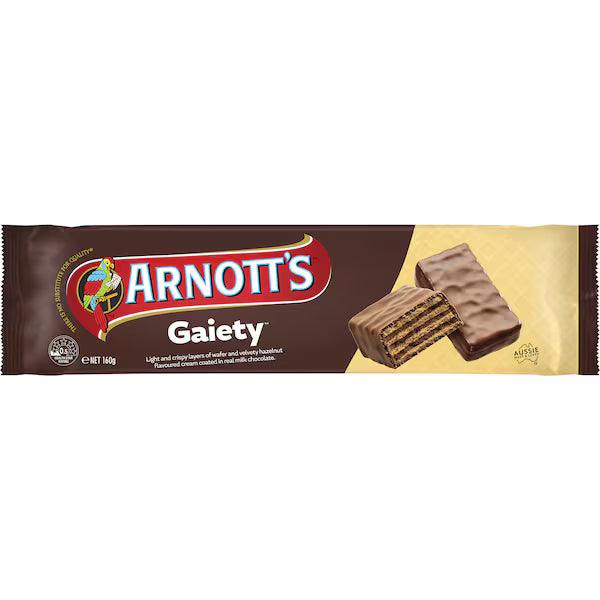 Arnott's Gaiety Chocolate Wafer Biscuits 160g (EXCLUSIVE)