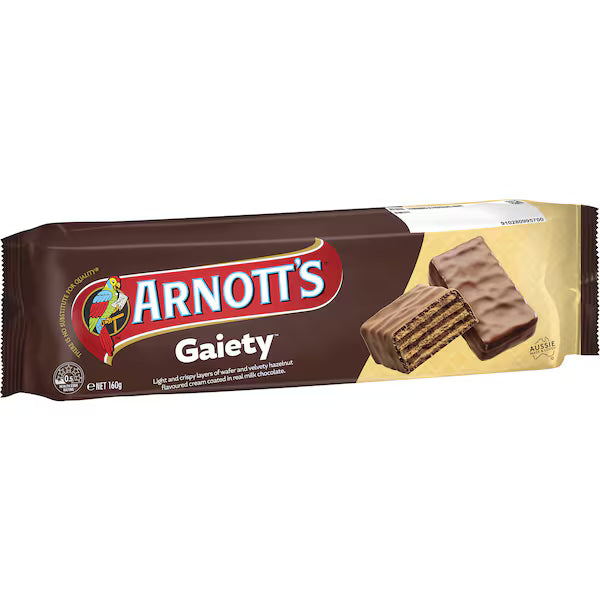 Arnott's Gaiety Chocolate Wafer Biscuits 160g (EXCLUSIVE)