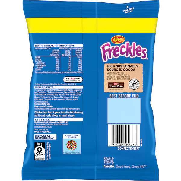 Allen's Chocolate Freckles Buds Family Size Bag  340g (Exclusive)