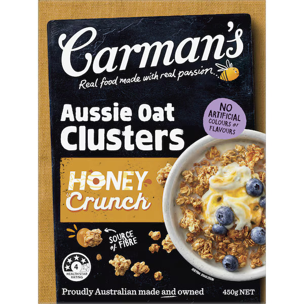 Carman's Aussie Oat Clusters Honey Crunch 450g