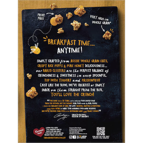 Carman's Aussie Oat Clusters Honey Crunch 450g
