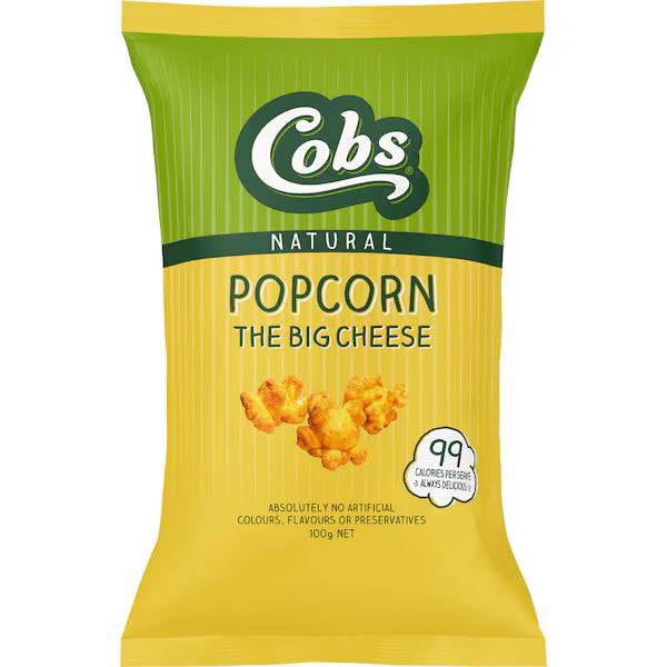 Cobs Natural Popcorn Cheddar Cheese Gluten Free 100g (Exclusive)