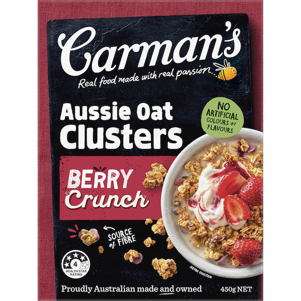 Carman's Aussie Oat Clusters Crunchy Berry Crunch 450g ( Exclusive)