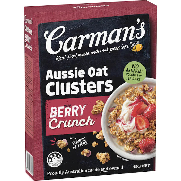 Carman's Aussie Oat Clusters Crunchy Berry Crunch 450g ( Exclusive)