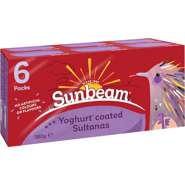 Sunbeam Yoghurt Coated Sultanas 6packs - 180g (Exclusive)