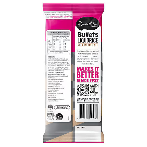 Darrell Lea Block Traditional Liquorice bullet 180g (EXCLUSIVE)
