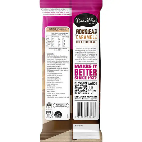 Darrell Lea Block Rocklea Road With Caramel Bits Chocolate 160g