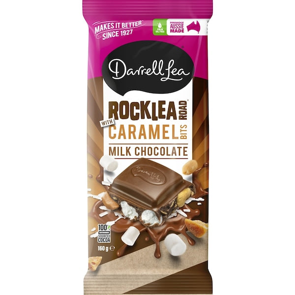 Darrell Lea Block Rocklea Road With Caramel Bits Chocolate 160g