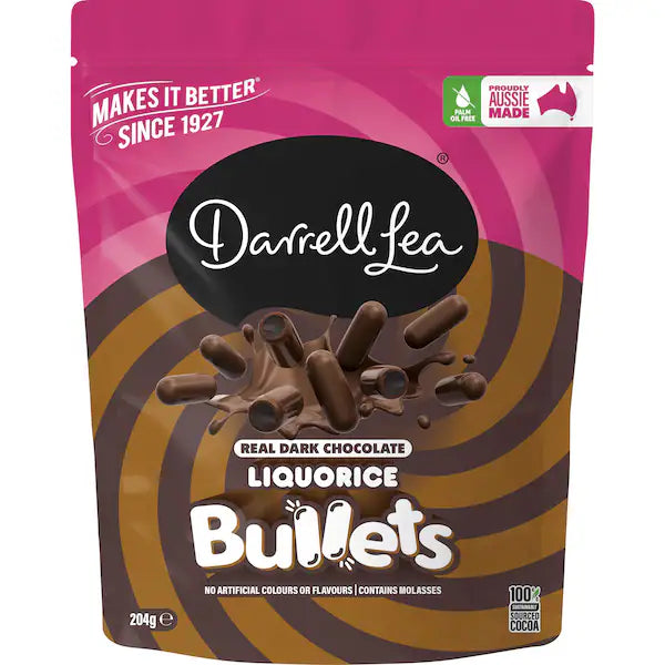 Darrell Lea Bullets Dark Chocolate Liquorice 204g (Exclusive)