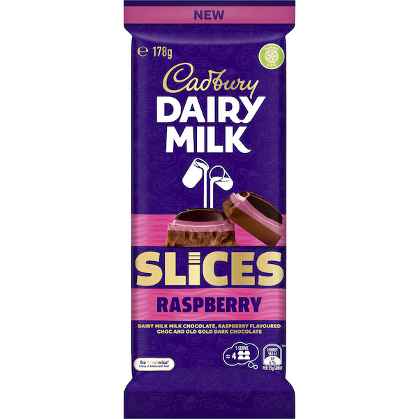 Cadbury Dairy Milk Slices Raspberry Chocolate Block 178g (Exclusive)