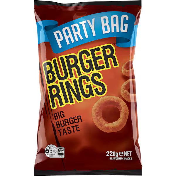 Smiths Burger Rings Snacks LARGE PARTY SIZE Bag 220g (EXCLUSIVE)