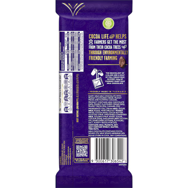 Cadbury Dairy Milk Slices Peanut Caramel Chocolate Block 170g (Exclusive)