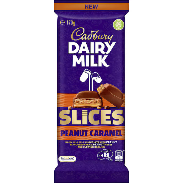 Cadbury Dairy Milk Slices Peanut Caramel Chocolate Block 170g (Exclusive)