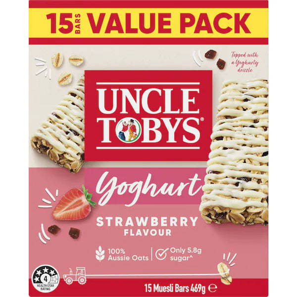 Uncle Tobys Muesli yoghurt Strawberry Bars x 15 469g (Value Pack Exclusive)