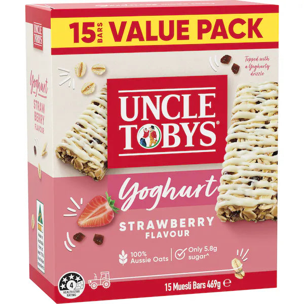 Uncle Tobys Muesli yoghurt Strawberry Bars x 15 469g (Value Pack Exclusive)