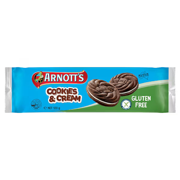 Arnott's Cookies & Cream Gluten Free Biscuits 120g(Exclusive)