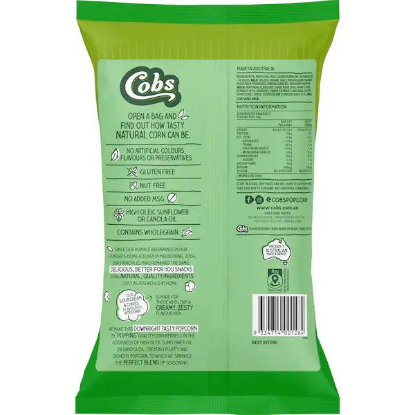 Cobs Natural Popcorn Sour Cream & Chives 100g (Exclusive)