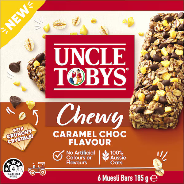 Uncle Tobys Muesli Bar Chewy Caramel Choc 6 Pack 185g (Exclusive)