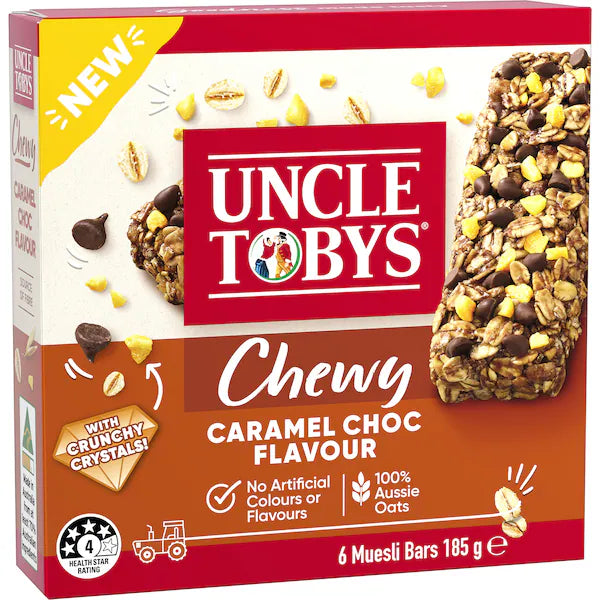 Uncle Tobys Muesli Bar Chewy Caramel Choc 6 Pack 185g (Exclusive)