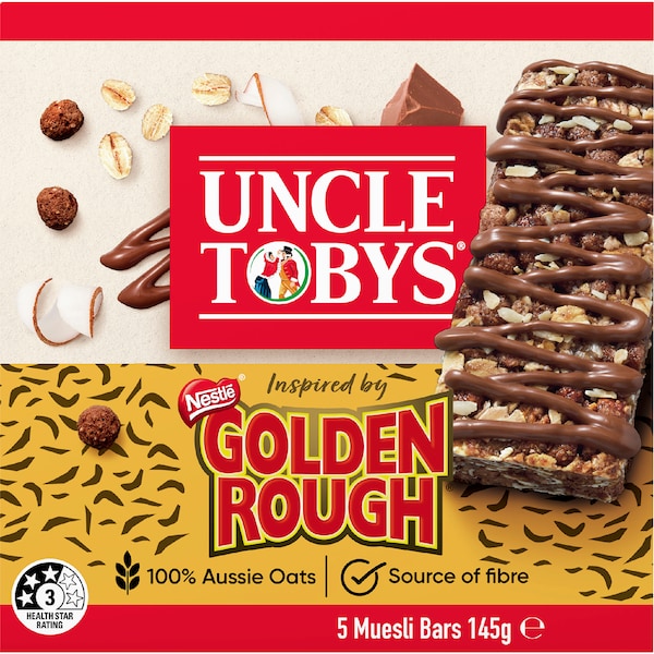 Uncle Tobys Muesli Bars Inspired By Golden Rough 5 Pack 145g (Exclusive-Limited Edition)